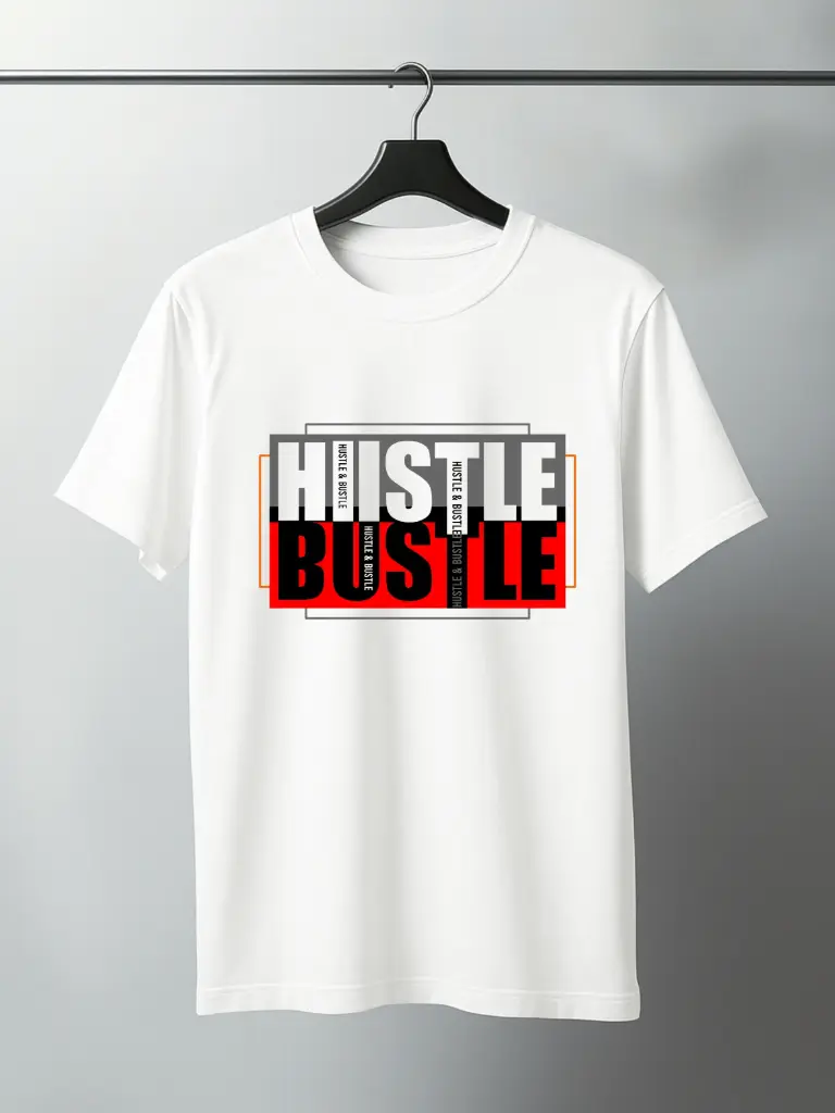 Hustle Bustle White Colour half sleeves T-shirt for Men