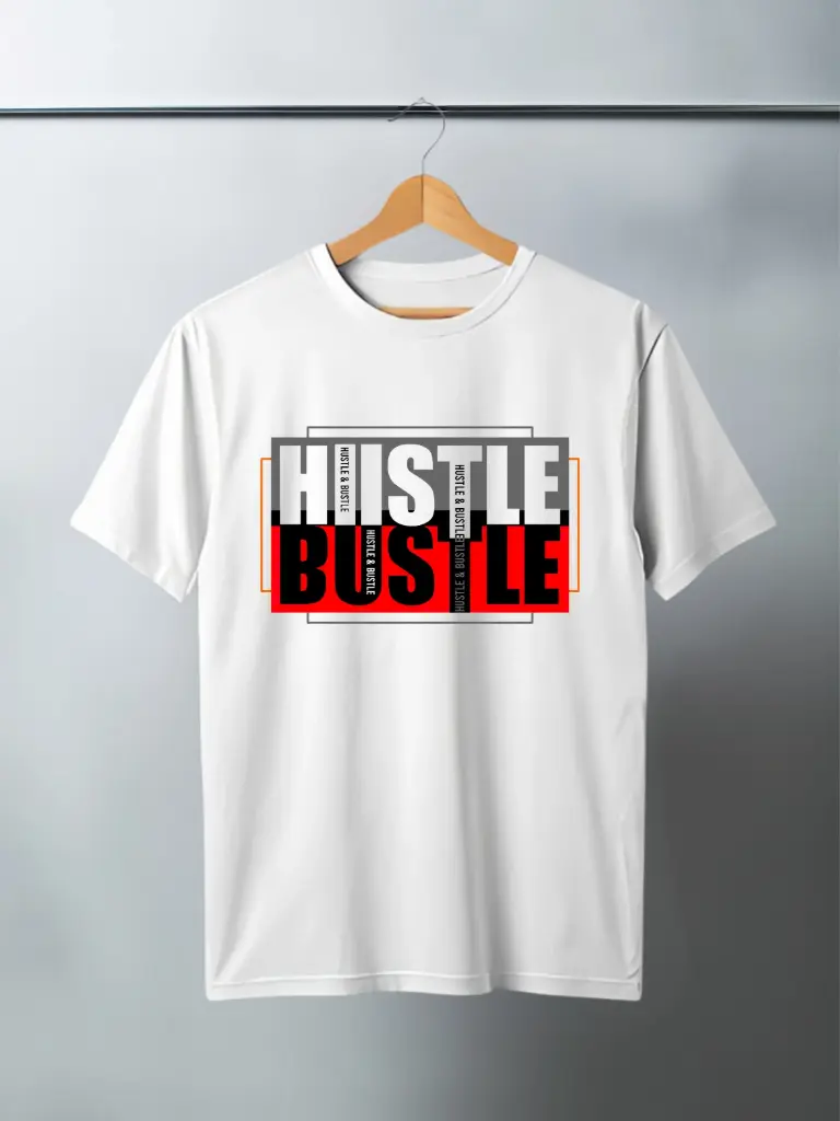 Hustle Bustle White Colour half sleeves T-shirt for Men
